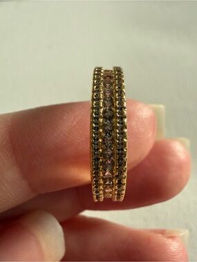 NEW Nordstrom Gold-Tone Crystal Triple -Row Band Ring 6